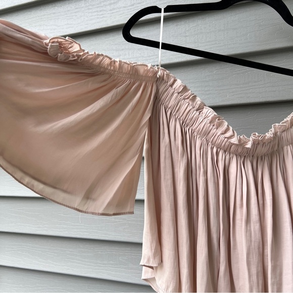 Skylar + Madison Crop Top Boho Off The Shoulder Flowy Dusty Pink Women's Size S - Picture 2 of 12